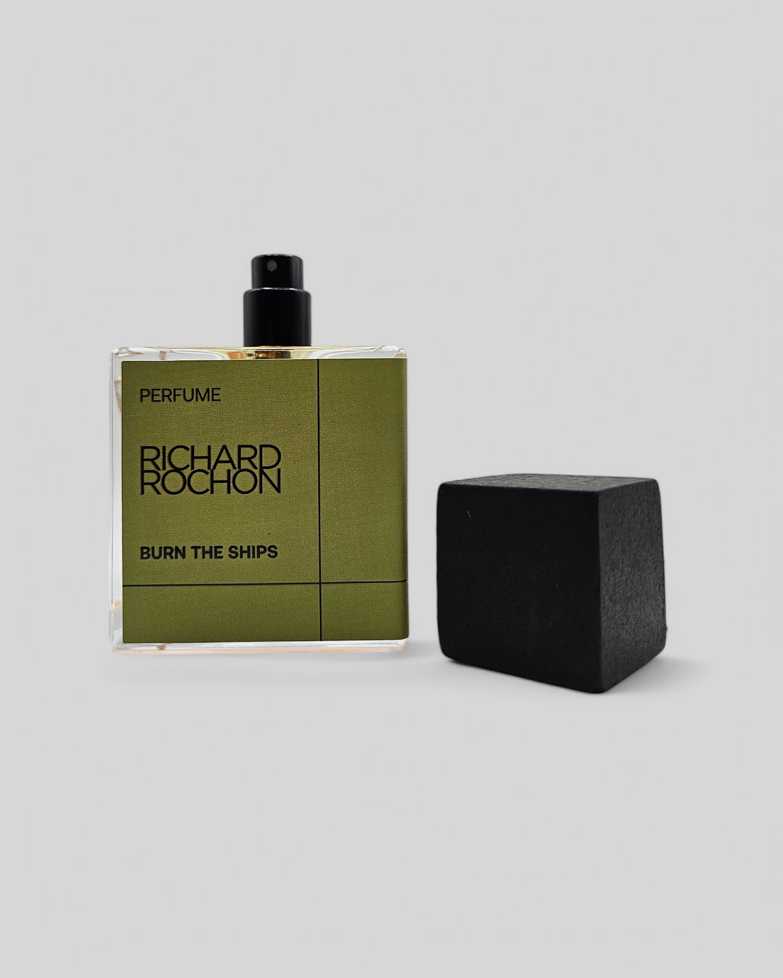 Burn the Ships perfume bottle – Richard Rochon smoky unisex fragrance with saffron, clove, and spicy dark woods