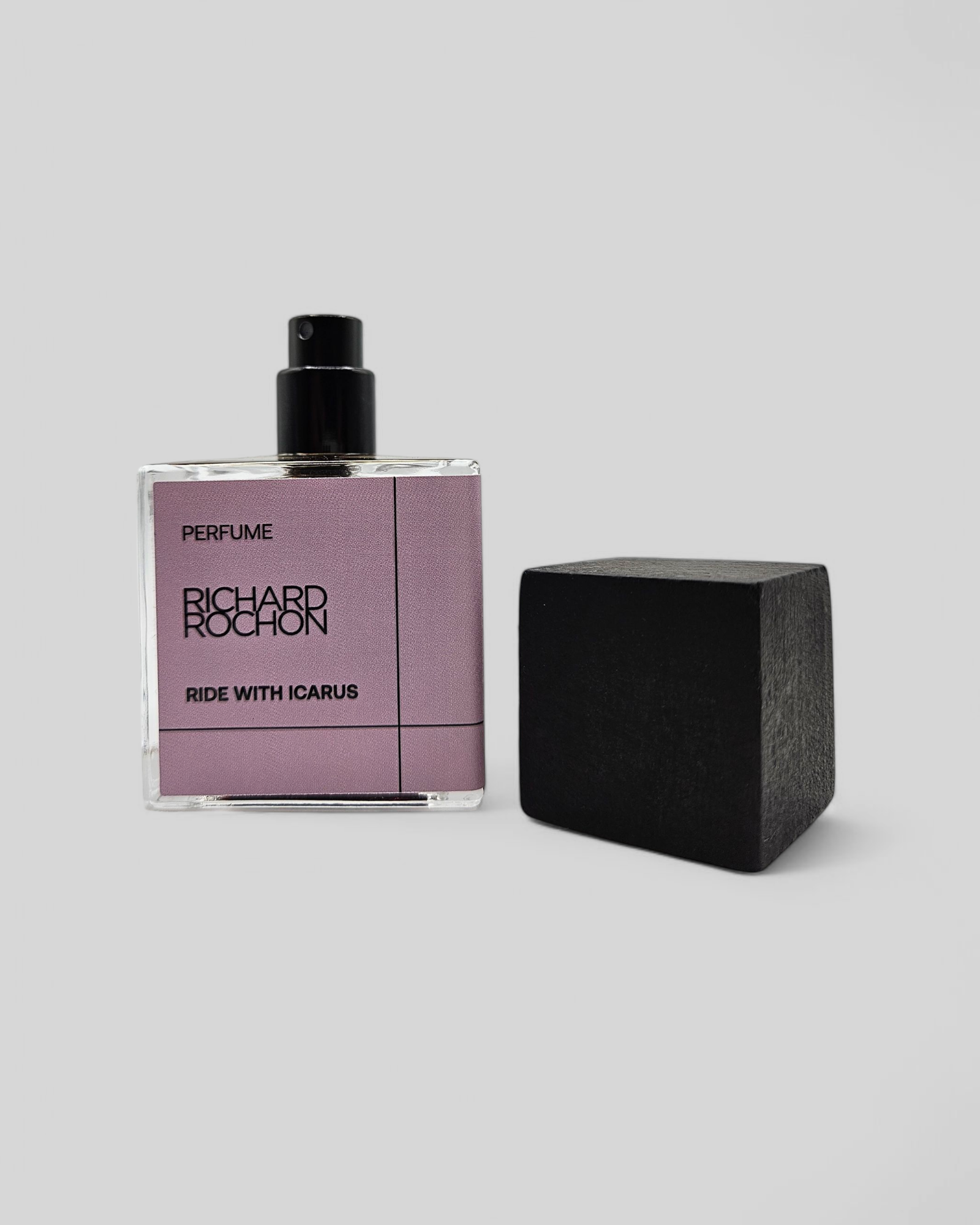 Product photography – Ride with Icarus perfume bottle with cinnamon and tonka accents