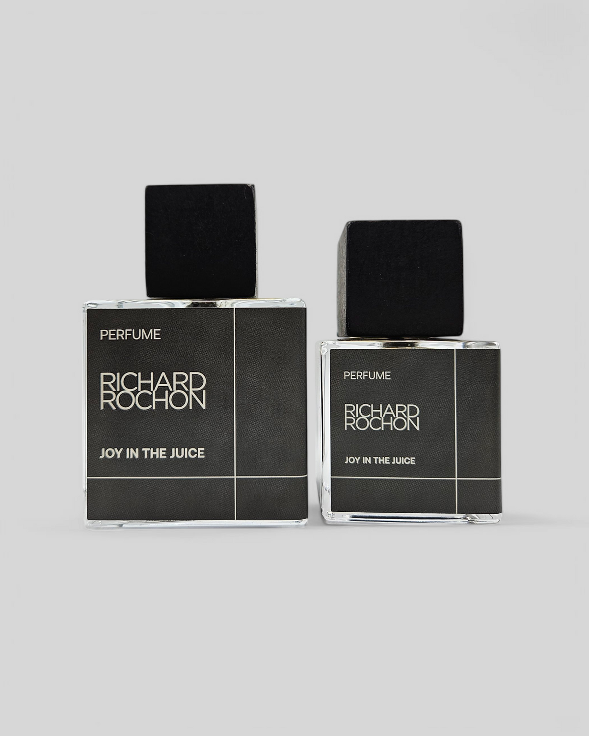 Richard Rochon Joy in the Juice 50 mL and 100mL bottles – luxury earthy and mineral fragrance