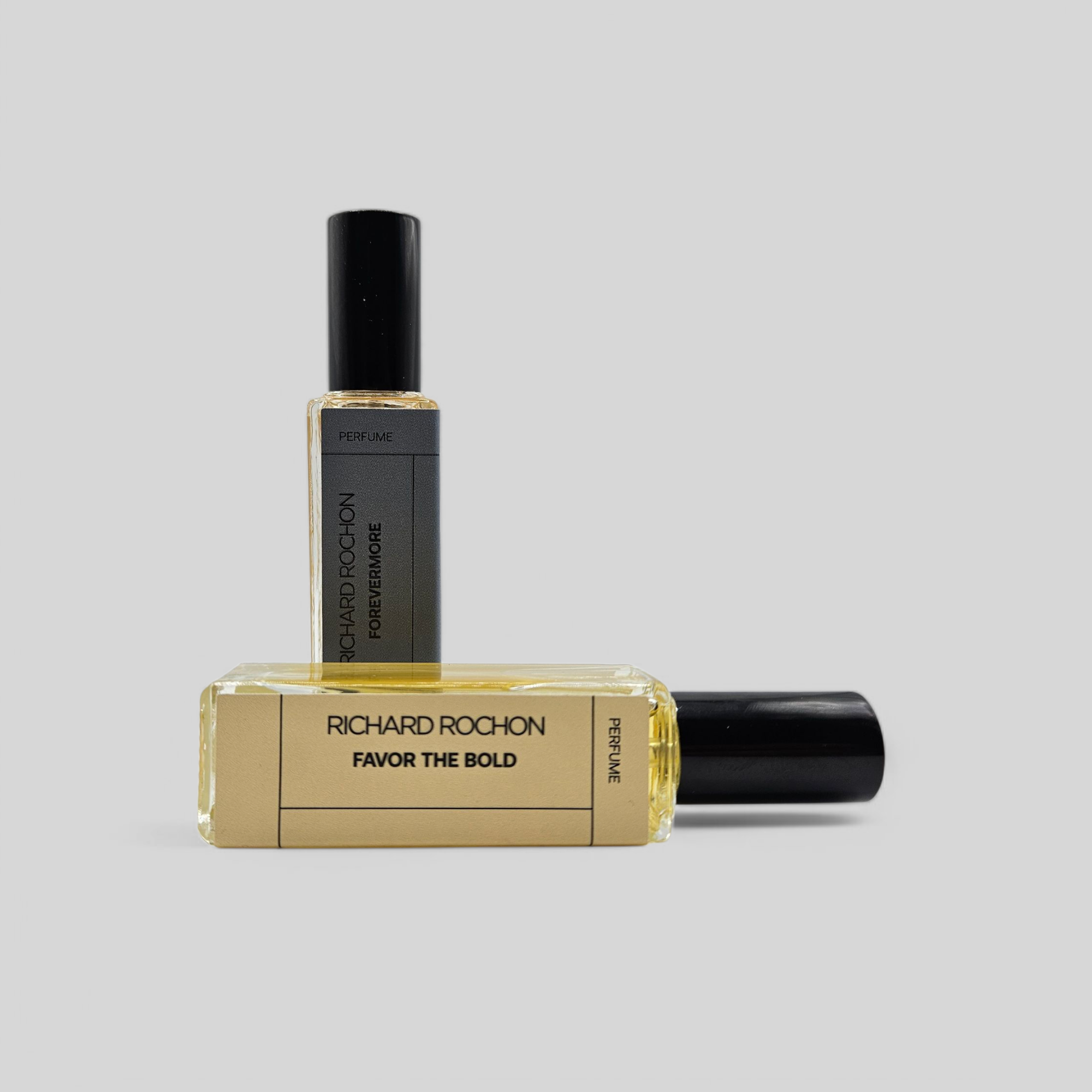 Luxury niche fragrance duo – Richard Rochon Duet I featuring citrus, tea, palo santo, and vetiver perfumes