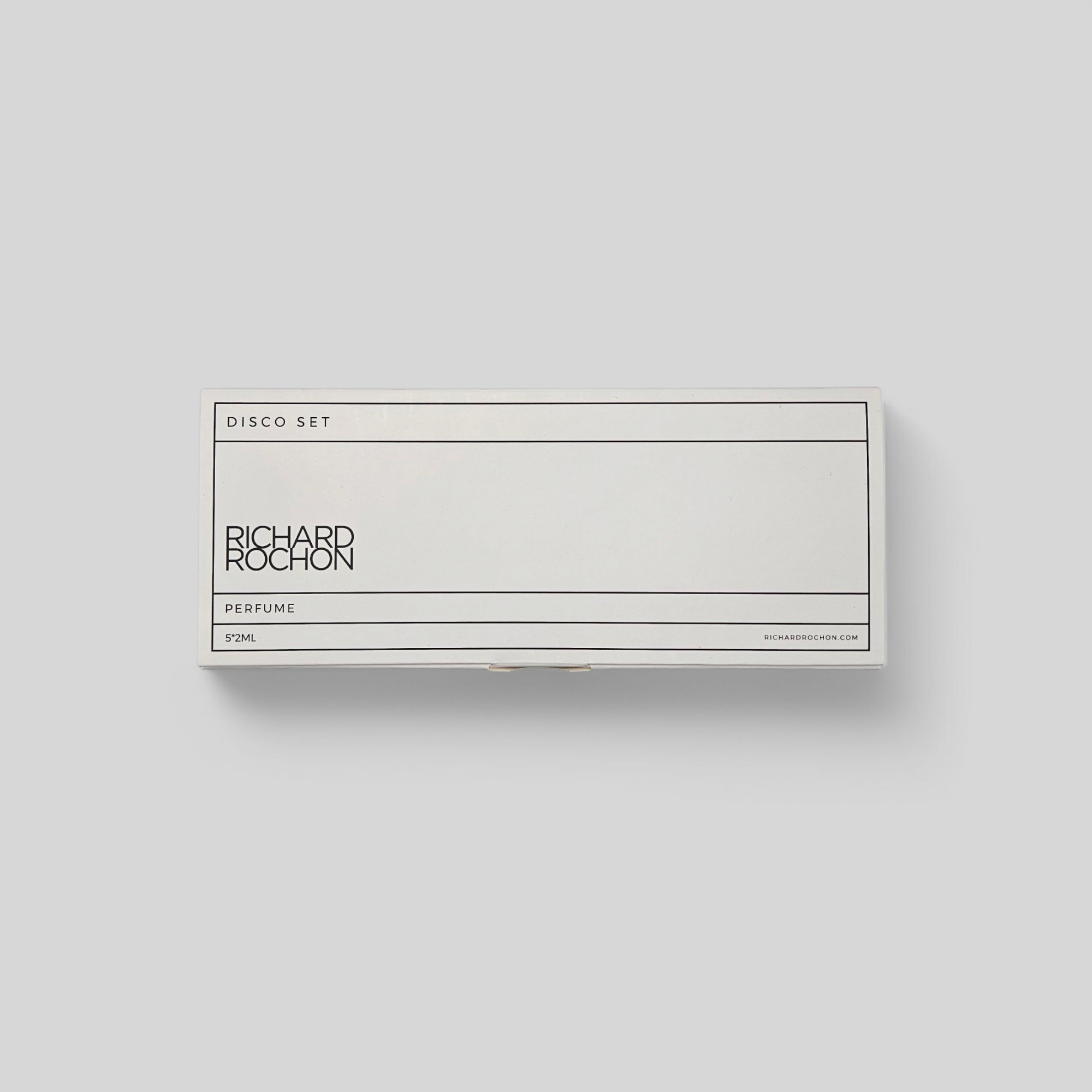 A sleek white box labeled 'DISCO SET' with the brand name 'RICHARD ROCHON' on the top, presented against a white background.